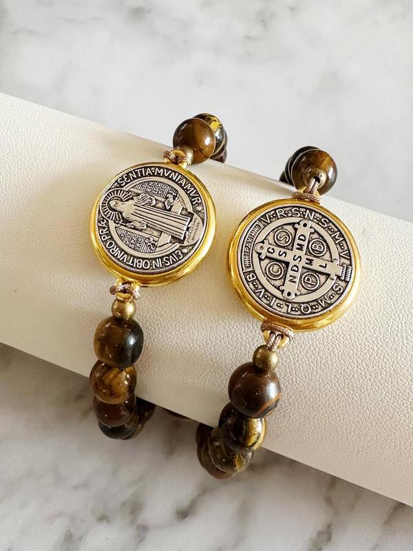 2pcs set Fashionable Casual Round Charm Beaded Decor Bracelet for Gift, Pull Adjustable Bracelet for Women & Men, Fashion All-match Jewelry, Religion Blessing Accessory