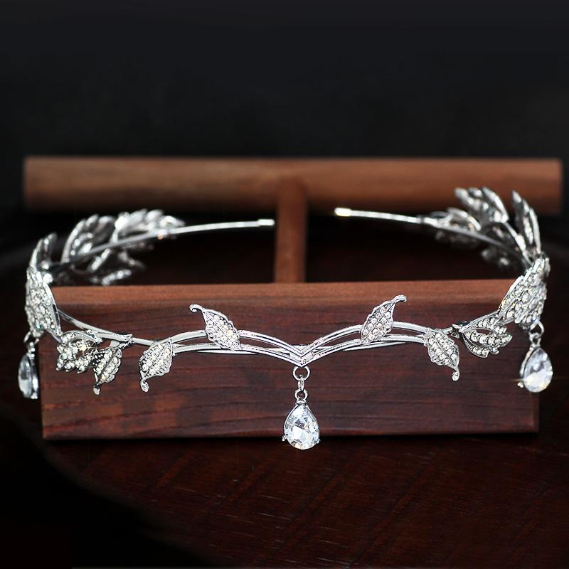 1 2 Pcs Rhinestone Fairy Elf Leaf Wedding Headband Elf Ear Cuffs For Brides Elf Crown Fairy Accessory For Prom Photoshoot Women Pageant Wedding Cosplay Party Angel Wings