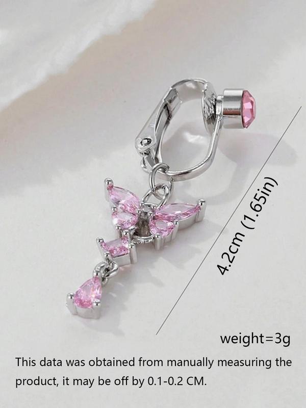 Summer Elegant Butterfly Design Rhinestones Decor Belly Button Ring, Piercing Body Jewelry for Women, Trendy All-match & Exquisite Fake Piercing  Jewelry for Gift