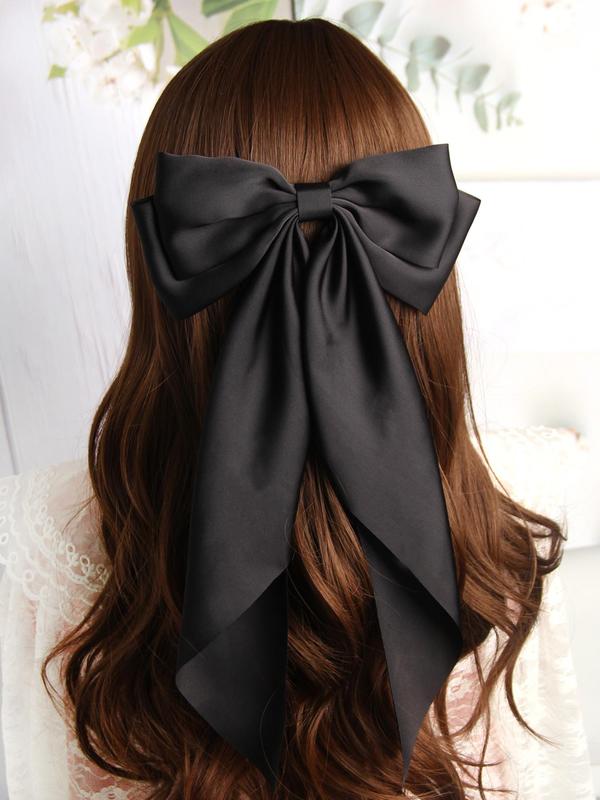 Solid Color Bow Decor Spring Hair Clips, Summer 2024 New Simple Design Hair Accessories for Women & Girls, Cute Hairwear for Daily and Party Used