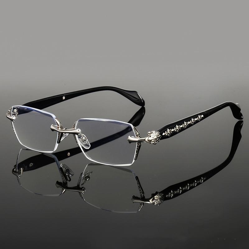 Vintage Ch Hearts Luxurious High Quality Rimless for Men and Women Unisex Chrome He-art Glasses in Titanium Stainless Steel Fashion, Gift For Her Him