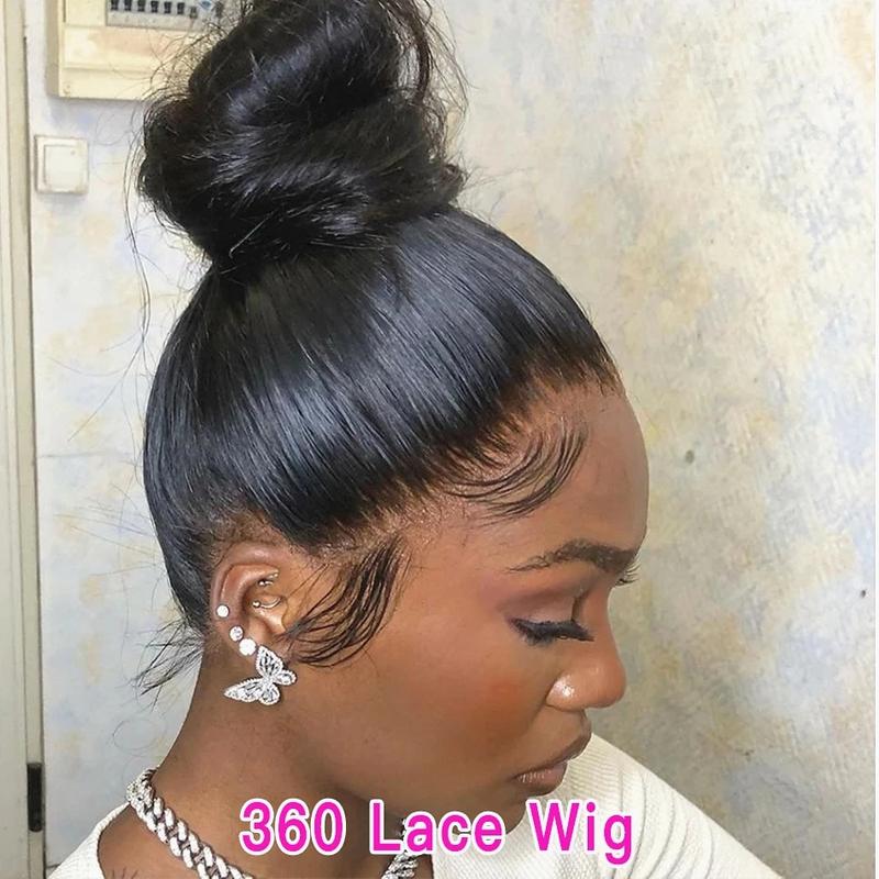 Bling Hair 360 Lace Frontal Wig Brazilian Straight Transparent Lace Front Human Hair Wigs For Black Women Pre Plucked Human Hair Wig 180density