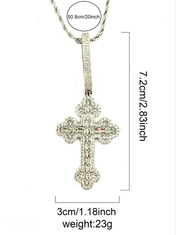 Rhinestone Decorated Cross Pendant, Fashionable Jewelry for Women & Girls, Trendy All-match & Exquisite Jewelry for Birthday Gift