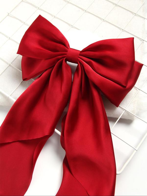 Solid Color Bow Decor Spring Hair Clips, Summer 2024 New Simple Design Hair Accessories for Women & Girls, Cute Hairwear for Daily and Party Used