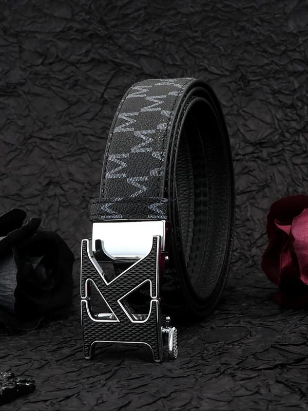 Men's Business Fashion Letter Design Belt, 2024 New Style Casual Automatic Buckle Belt for Outfit Matching, Trendy All-match & Exquisite Belt for Birthday Gift