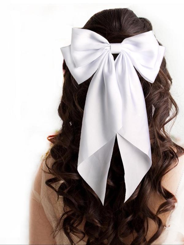 Solid Color Bow Decor Spring Hair Clips, Summer 2024 New Simple Design Hair Accessories for Women & Girls, Cute Hairwear for Daily and Party Used