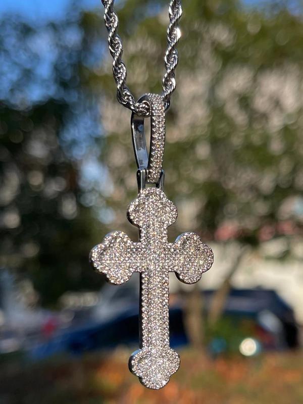 Rhinestone Decorated Cross Pendant, Fashionable Jewelry for Women & Girls, Trendy All-match & Exquisite Jewelry for Birthday Gift