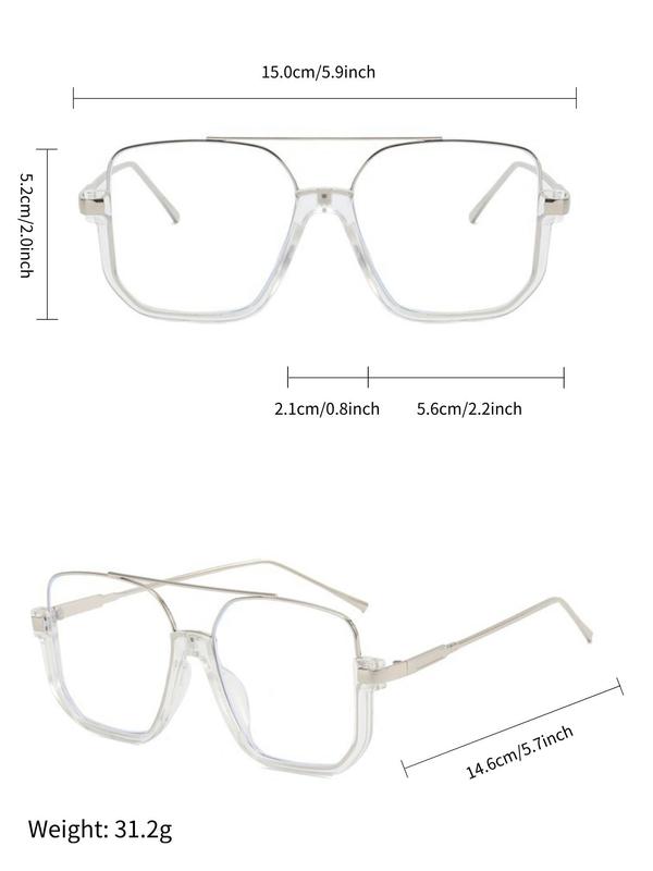 Clear Top Bar Design Square Frame Eyeglasses, Fashion Eyeglasses for Women & Men, Fashion Eyeglasses for Work, Daily Clothing Decor, Perfect for Student Daily Use