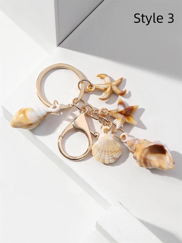 Shell & Starfish Design Keychain, Fashionable Keychain for Women & Men, Trendy All-match Keychain for Birthday Gift, Fashion Accessories for Daily Use