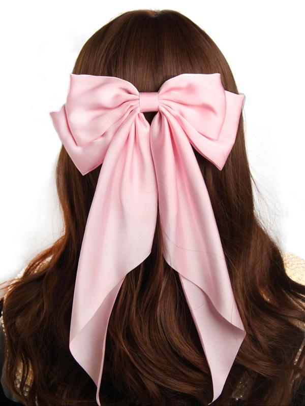 Solid Color Bow Decor Spring Hair Clips, Summer 2024 New Simple Design Hair Accessories for Women & Girls, Cute Hairwear for Daily and Party Used