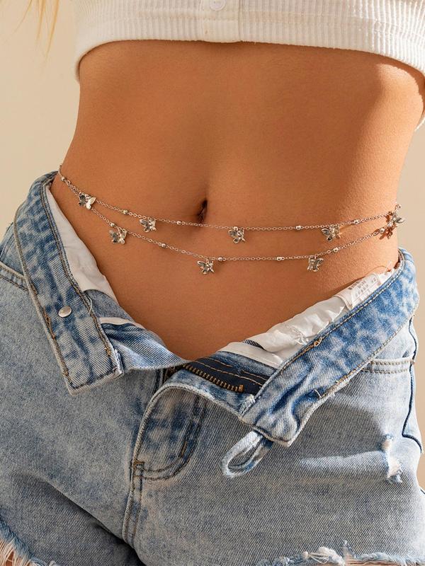 Women's Elegant Butterfly Decorated Waist Chain,  Fashion Jewelry for Party, Daily Clothing Decor, Trendy All-match & Exquisite Jewelry for Birthday Gift