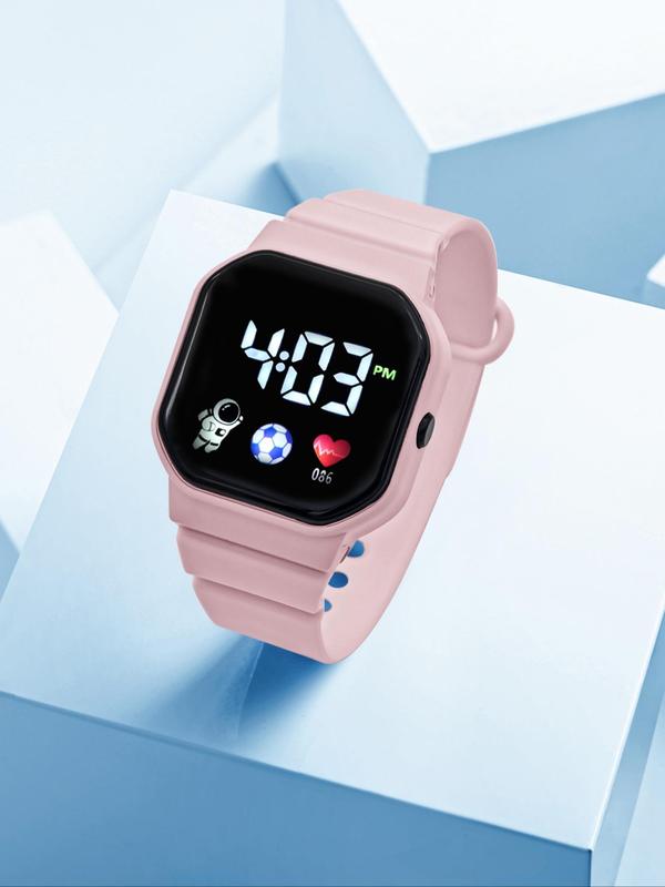 Cute Astronaut Pattern Digital Watch, Fashionable Square Dial Watch for Women & Girls, with Box, Trendy All-match & Exquisite Watch for Birthday Gift