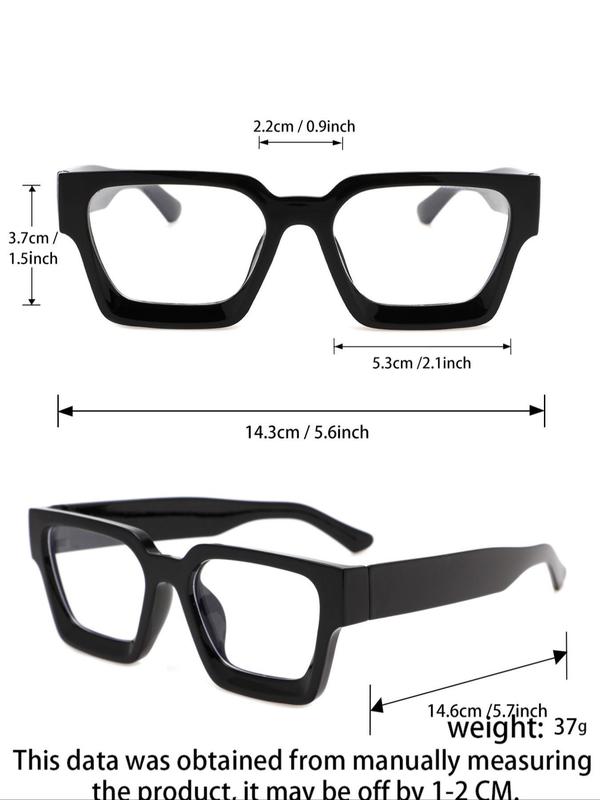 Unisex Simple Style Plain Color Eyeglasses, Trendy Casual Square Frame Eyeglasses for Everyday Use, Fashion Accessories for Outdoor Activities