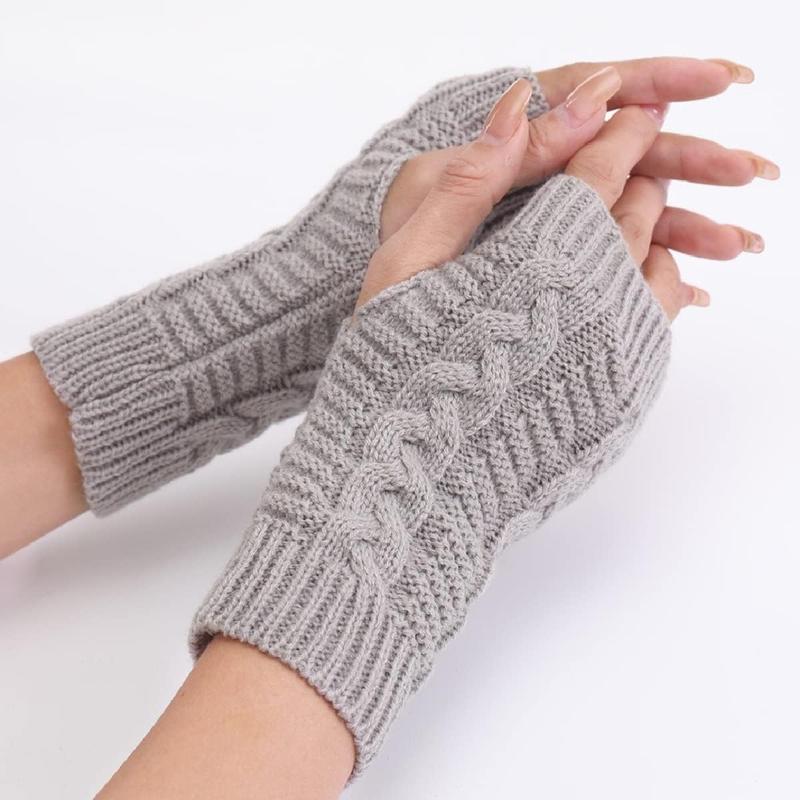 Fingerless Crochet Thumbhole Mittens for Women Winter Knit Arm Warmers Cozy Gloves for Cold Weather