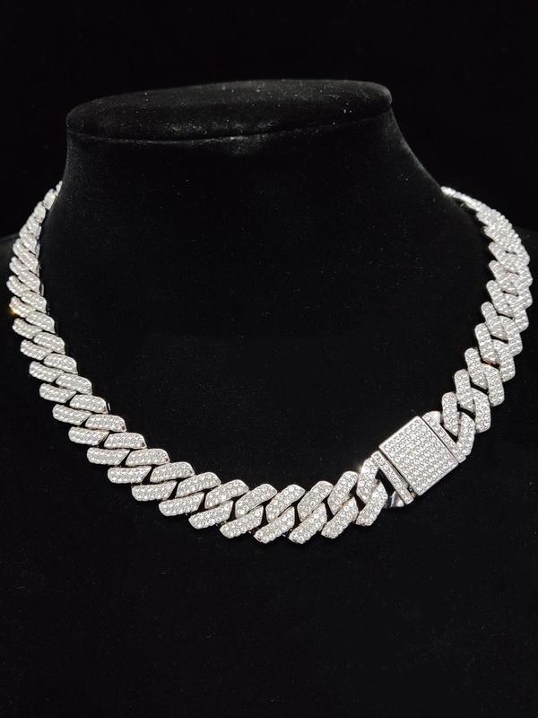 Minimalist Rhinestone Decor Chain Necklace, Punk Hip Hop Jewelry for Party, Club, Fashion Accessories for Both Men & Women