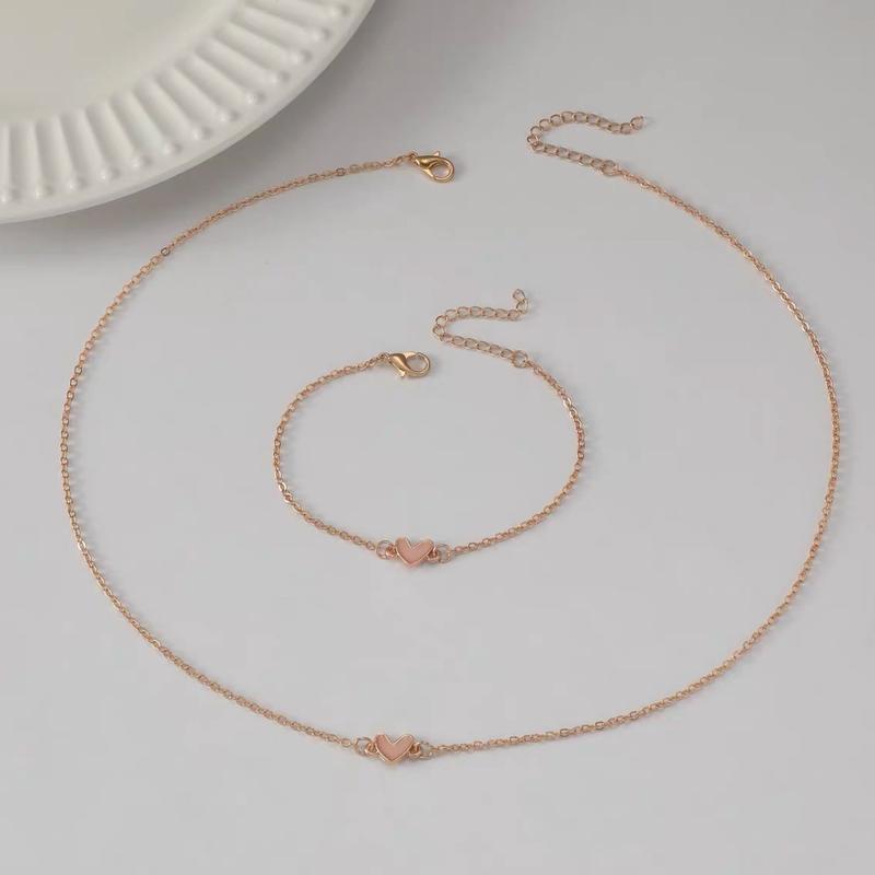 Simple Love Necklace and Bracelet Set for Women - Fashion Accessories