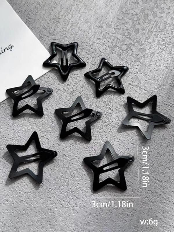 10pcs Cute Star Design Hair Clips, Casual Plain Color Snap Button Bangs Hair Clips, Fashion Hair Accessories For Women & Girls