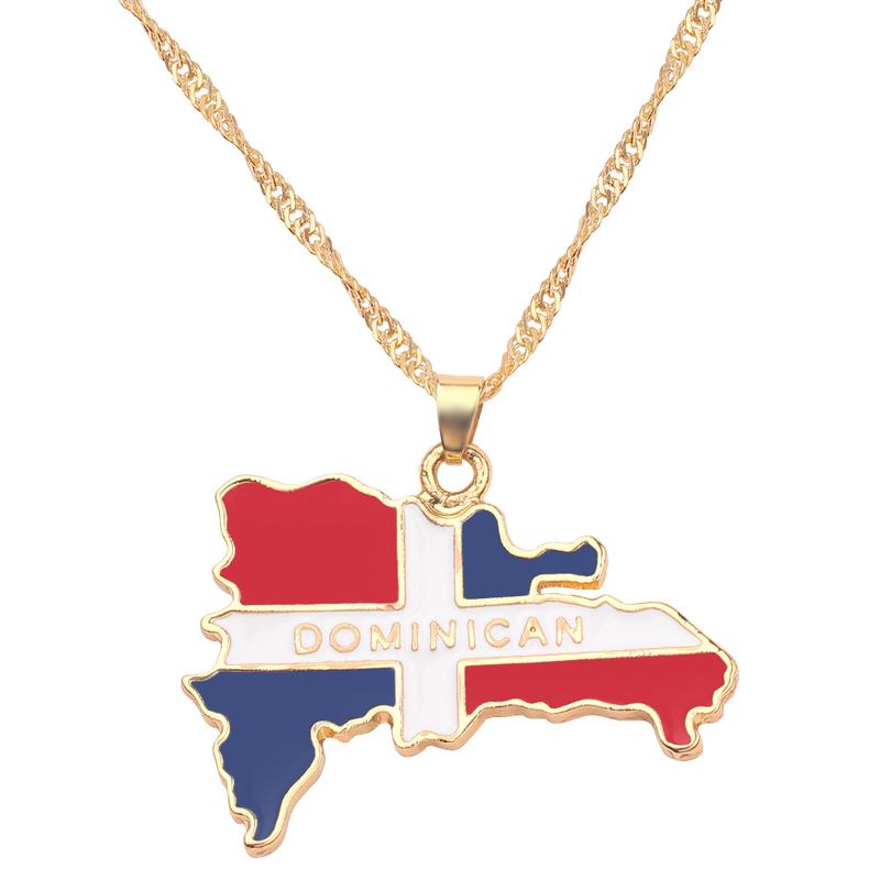 Hot Selling Creative World Maps, National Flags, Necklaces, Dominica Map Pendants