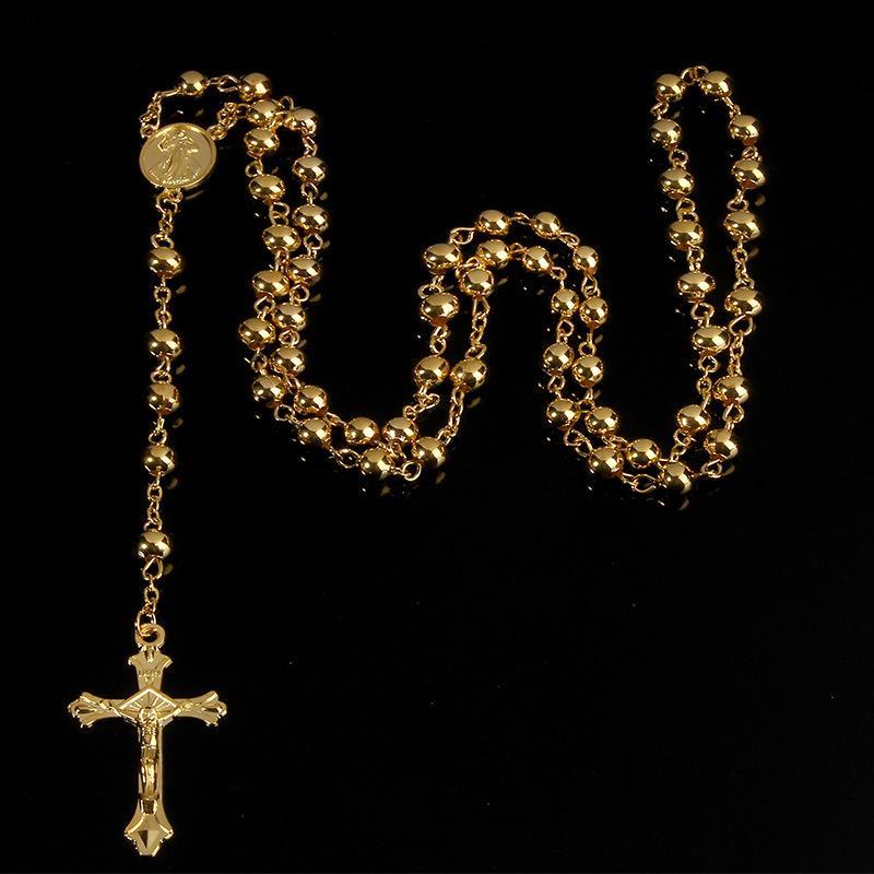 A prayer bead necklace made of imitation gold and iron beads. Exquisite pendant necklace