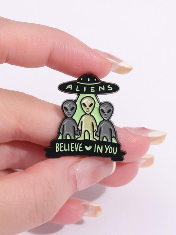 Cartoon Alien & Dinosaur Design Brooch Set, Cute Enamel Pin Suitable for Backpacks, Jeans, Scarves, Hats Decoration, Fashion Accessories for Men & Women