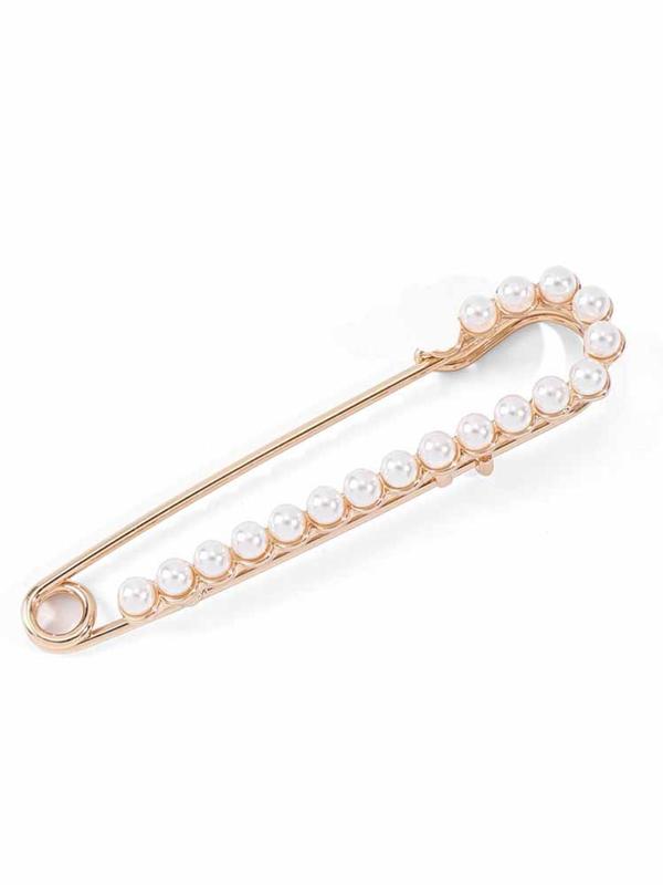 Glittering Faux Pearl Decor Brooch, 4 Counts set Elegant Pin Shaped Clothes Brooch for Women & Girls, Trendy All-match & Exquisite Accessories for Birthday Gift