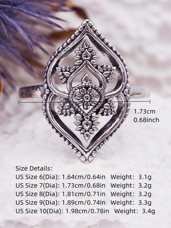 Vintage Hollow out Flower Design Ring,  Unique Design Flower Decor Ring for Women, Fashion Jewelry for Party, Daily Clothing Decor for Girl