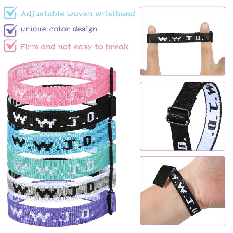 6PCS WWJD Christian Bracelet for Women Men, Christian Jesus Gifts Adjustable Wristbands Pack, WWJD Bracelets Bulk - What Would Jesus Do Bracelet