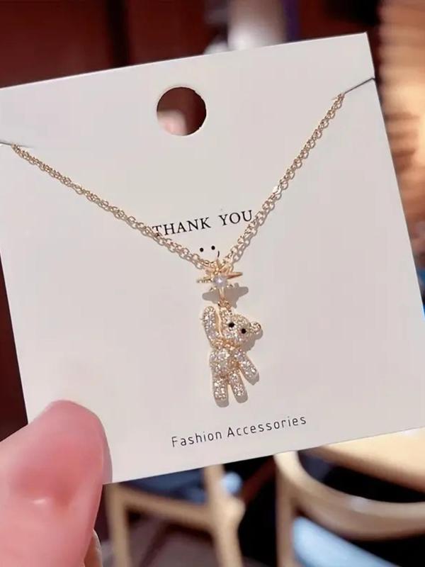 Cute Bear Design Pendant Necklace for Women & Girls, Fashion Jewelry for Party, Daily Clothing Decor, Trendy All-match & Exquisite Jewelry for Birthday Gift