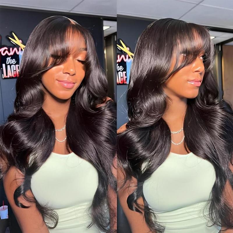 Mscoco Human Hair Face-Framing Curtain Bangs Body Wave Wig  6×5 Ready To Go Glueless Hd Lace Wig With Layers