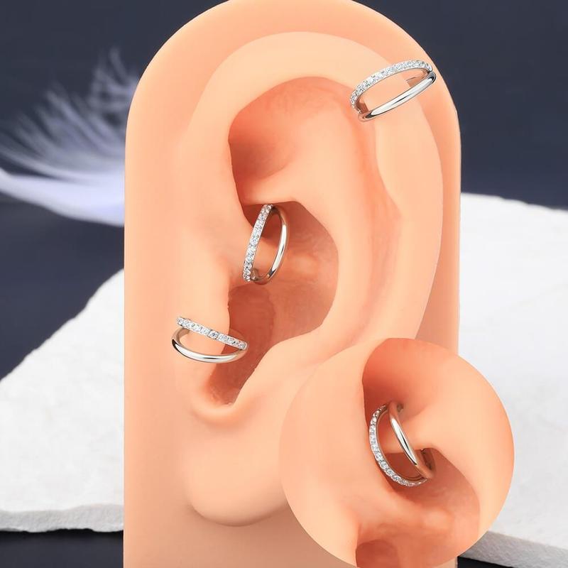 Oufer 20G 18G 16G Double Hoop Hinged Nostril Ring Segment Septum Helix Conch Piercing Rings 6mm 8mm 10mm 12mm For Women Party