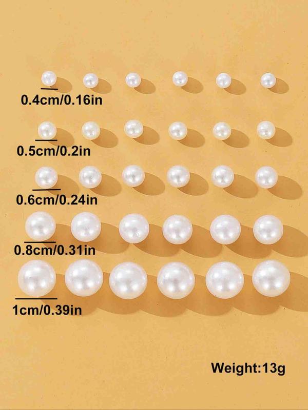 15 Pairs Faux Pearl Decor Stud Earrings, Simple Design Earrings for Women, Fashion Jewelry for Party, Daily Clothing Decor, Trendy All-match & Exquisite Jewelry for Birthday Gift