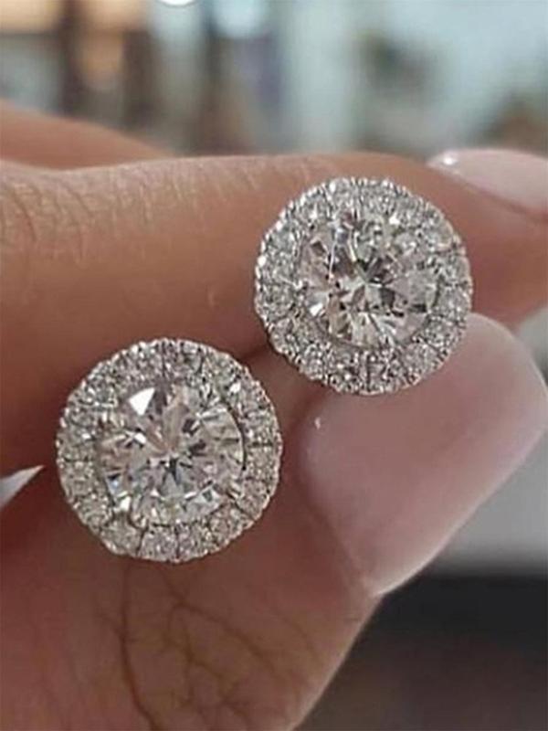 Simple Rhinestone Decorated Stud Earrings, Fashion Earrings Jewelry for Party, Daily Clothing Decor, Trendy All-match & Exquisite Jewelry for Birthday Gift