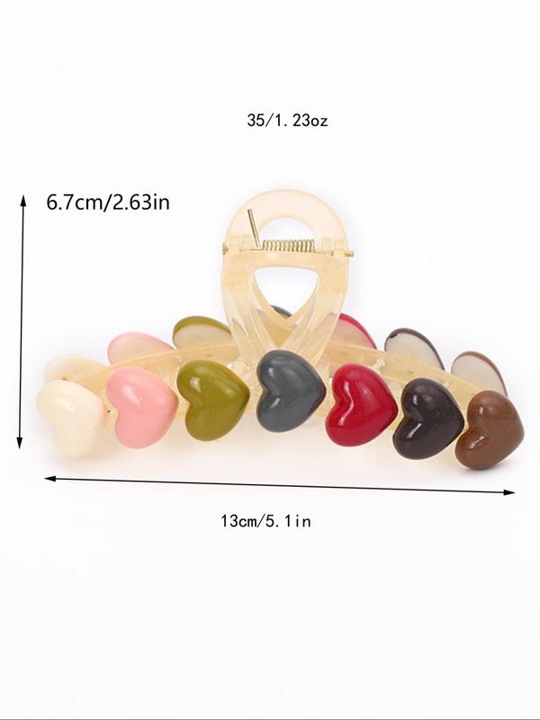 Colorblock Heart Design Hair Claw, Elegant Hair Accessories for Women & Girls, Minimalist Headwear Suitable for Thick Hair