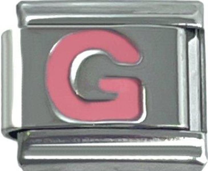 Italian Charm Link Pink Letter G 9mm