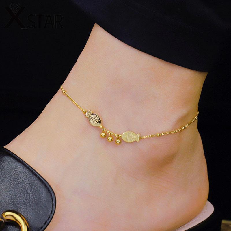 Pisces Anklets for Women Ball Pendant Fish Anklet Chain Stainless Steel Ankle Bracelet with Gift Box Jewelry Gift Non Fade Fashion Accessories Summer Matching Jewelry