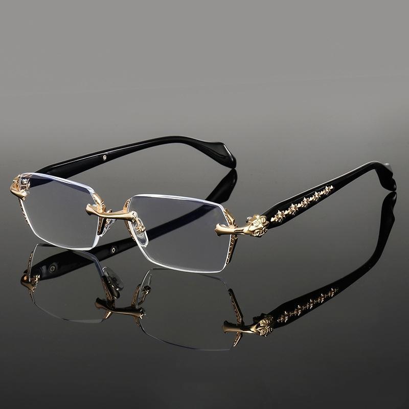 Vintage Ch Hearts Luxurious High Quality Rimless for Men and Women Unisex Chrome He-art Glasses in Titanium Stainless Steel Fashion, Gift For Her Him