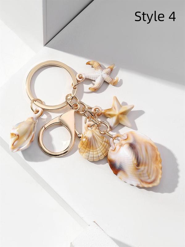 Shell & Starfish Design Keychain, Fashionable Keychain for Women & Men, Trendy All-match Keychain for Birthday Gift, Fashion Accessories for Daily Use