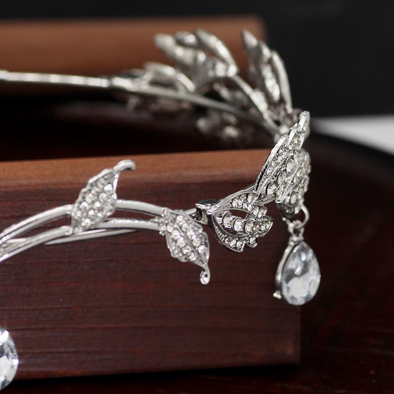 1 2 Pcs Rhinestone Fairy Elf Leaf Wedding Headband Elf Ear Cuffs For Brides Elf Crown Fairy Accessory For Prom Photoshoot Women Pageant Wedding Cosplay Party Angel Wings