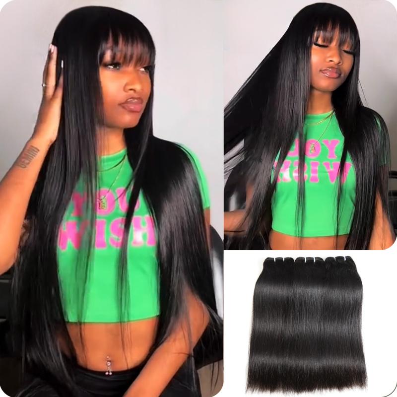 [Wequeen] Straight Hair Bundles 10A Grade Brazilian 12-28 Inch 100% Human Hair Natural Color Quick Weave Sew in Glue in