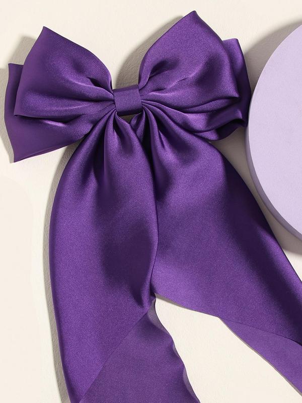 Solid Color Bow Decor Spring Hair Clips, Summer 2024 New Simple Design Hair Accessories for Women & Girls, Cute Hairwear for Daily and Party Used