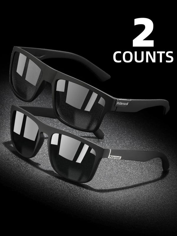 Unisex Simple Style Full Rim Sunglasses, 2 Pairs Trendy Casual Square Frame Sunglasses for Everyday Use, Fashion Accessories for Outdoor Activities