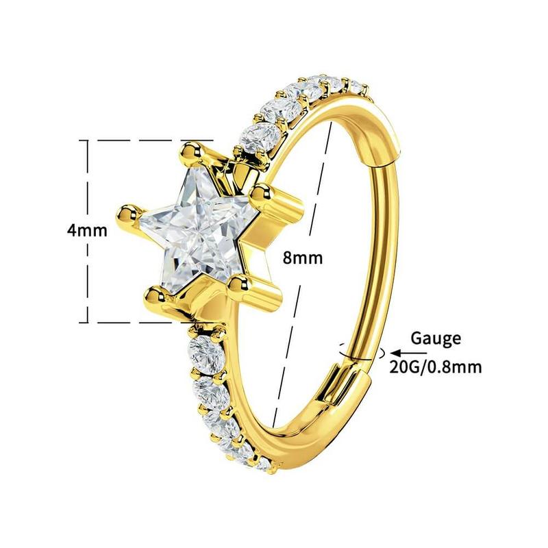 Oufer 20G Star CZ Nose Hoop Ring Helix Earring