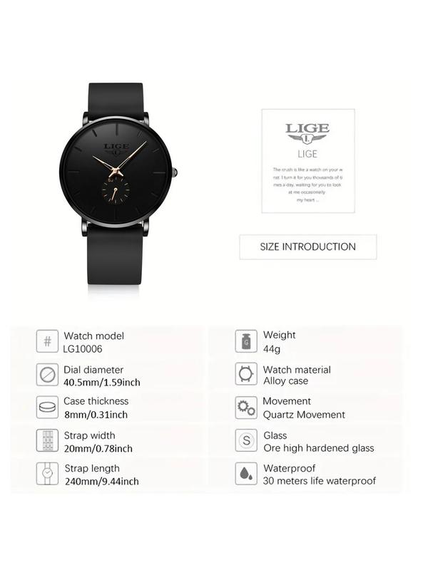 Men's Business Fashion Round Dial Analog Quartz Watch,  Minimalist Style Wristwatch, Trendy Watch for Daily Use As Gift with Box