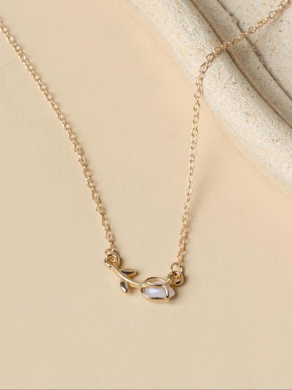 Elegant Style Tulip Design Chain Necklace for Girlfriend, Floral Pendant Matching Necklace, Women's Fashion Y2k Jewelry Accessories for Festival, Party & Daily Wear As Xmas Gift