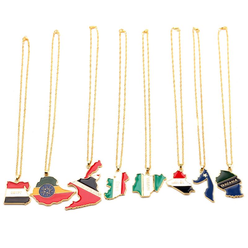 Hot Selling Creative World Maps, National Flags, Necklaces, Dominica Map Pendants