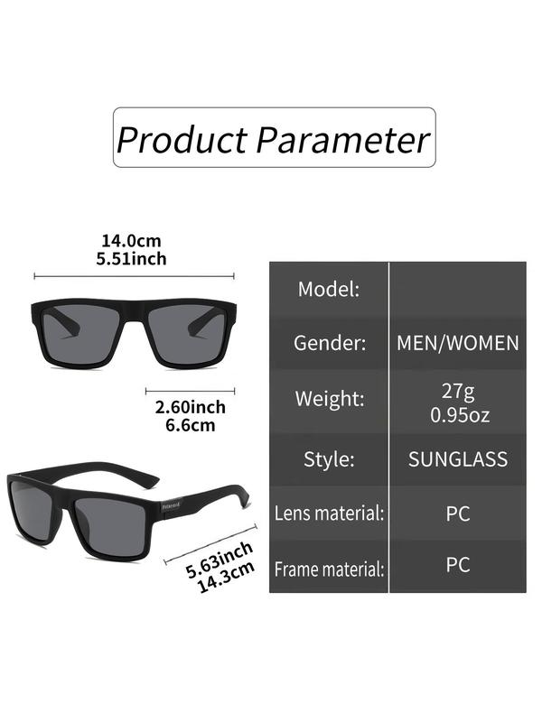 Unisex Simple Style Full Rim Sunglasses, 2 Pairs Trendy Casual Square Frame Sunglasses for Everyday Use, Fashion Accessories for Outdoor Activities