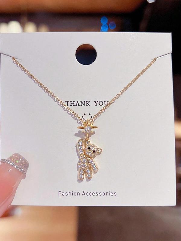 Cute Bear Design Pendant Necklace for Women & Girls, Fashion Jewelry for Party, Daily Clothing Decor, Trendy All-match & Exquisite Jewelry for Birthday Gift