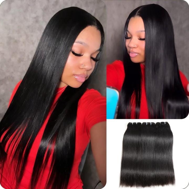 [Wequeen] Straight Hair Bundles 10A Grade Brazilian 12-28 Inch 100% Human Hair Natural Color Quick Weave Sew in Glue in