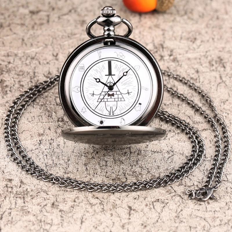 Eye of Providence Weird Town Triangle Devil Quartz Pocket Watch Gravity Bill Cipher Fall Time Gem Necklace Pendant Clock Gifts