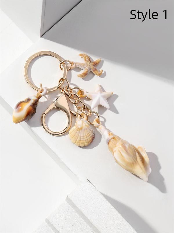 Shell & Starfish Design Keychain, Fashionable Keychain for Women & Men, Trendy All-match Keychain for Birthday Gift, Fashion Accessories for Daily Use